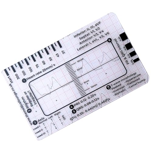 Tarjeta de regla de electrocardiograma de 7 pasos, portátil, de bolsillo, guía de interpretación de electrocardiograma para la salud del corazón