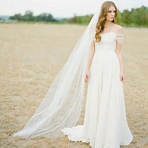 Unsutuo PR-COM-RT-X1058318 Wedding Veil Comb Bridal Cathedral Veil 1 Tier Drop Veil Wedding Rhinestones Hair Comb thumb #3