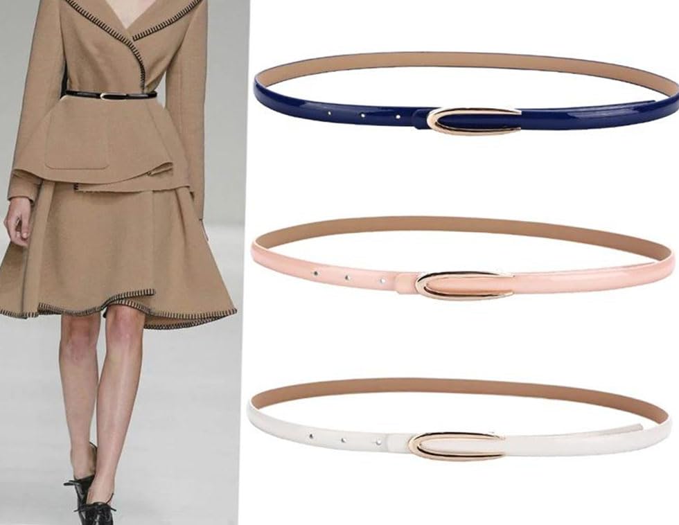 Rfmfkkg Women's Skinny Leather Belt Ladies Solid Color Thin Waist Belt Buckle For Jeans Accessories2