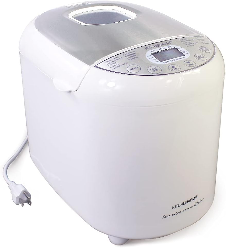 KITCHENARM 19-in-1 Automatic Bread Machine, white with grey lid and control panel.
