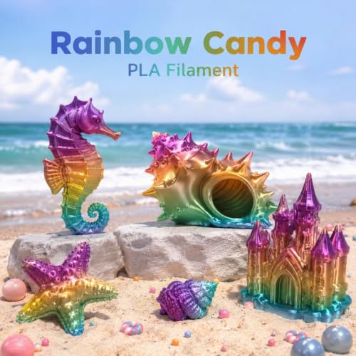 Image of Kingroon Silk PLA Filament 1.75mm Rainbow Color Changing Filament 3D Printer Filament 1kg Dimensional Accuracy ±0.03mm,Fit Most 3D Printer(Candy)
