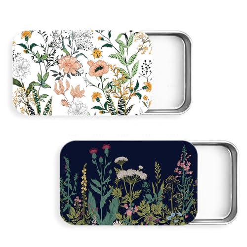 Gerkia 2Pack Travel Floss Picks Case Refillable Portable Floss Pick Holder and Dispenser Small Tin Box Containers.