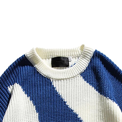 Mens Loose Knitted Sweater Casual Pullovers Male Long Sleeve Sweaters Round Neck Graphic Knit Pullover2