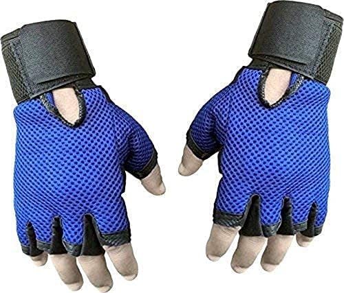 ZaySoo Mesh Tactical Half Finger Leather Gym Gloves for Professional Weightlifting, Fitness Training and Workout | with Half-Finger Length, Wrist Wrap for Protection | and Tactical Thumb - Blue (B09TH1GRYN) Amazon Price History, Amazon Price Tracker