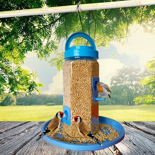 Image of QONETIC Bird Feeder Tower | Hanging for Balcony, Window, Garden | Outdoor Plastic Bird Food Feeder | 900g Seed Container for Sparrows, Finches, Budgies (Bird Feeder, 1)