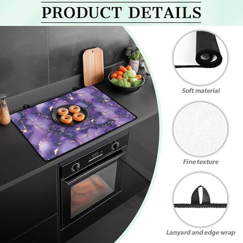 Image of Marble Purple Stovetop Covers for Electric Stove Anti-Scratch Kitchen Countertop Cover Anti-scalding Oven Mat 30 inchx21 inch Non-Slip Kitchen Counter Stove Protector Pad