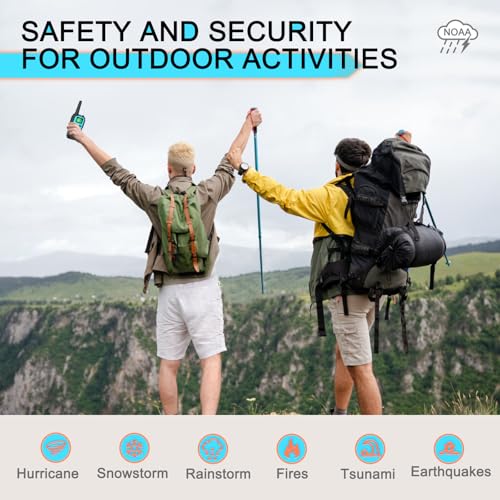 Image of MaxTalker Walkie Talkies Long Range, FRS Two Way Radio (2-Pack, Blue) | Rechargeable 1200mAh USB-C walkie talkie with NOAA, LED flashlight & VOX, Ideal for hiking, camping