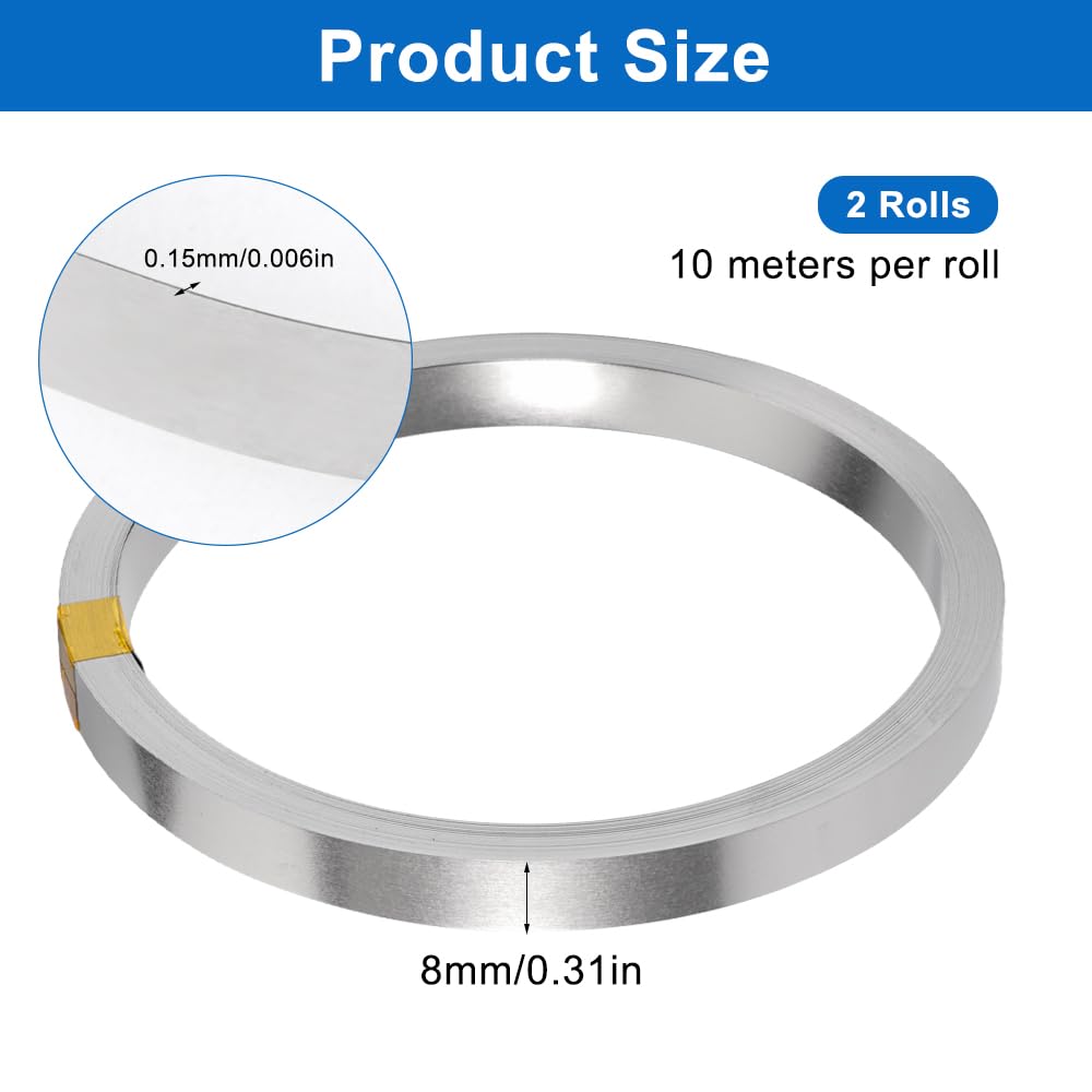2 Rollen Vernickelte Stahlstreifen – 0,15x8 Mm, Je 10 M, Für 18650 Batterieschweißen & Elektronik