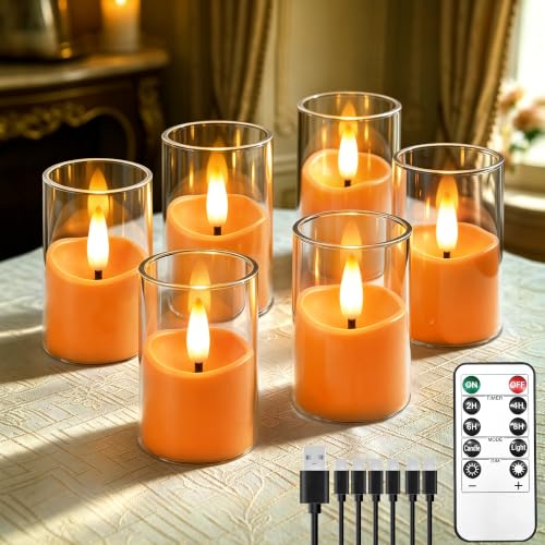 Image of Small Rechargeable Flameless Tea Lights Candles with Timer Remote