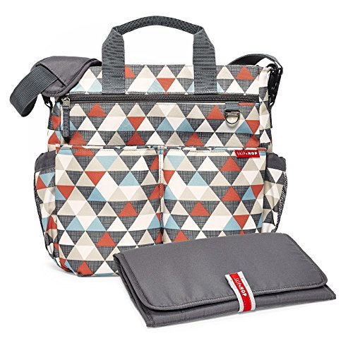 Skip Hop Messenger Diaper Bag with Matching Changing Pad, Duo Signature, Triangles