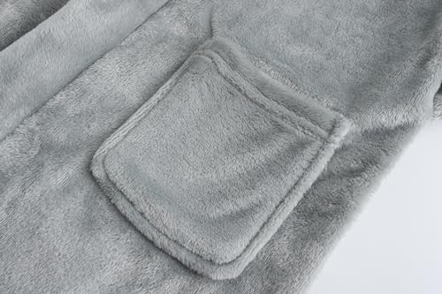 Boys Girls Robe Kids Flannel Hooded Bathrobe Sleepwear Pajamas Toddler Soft Plush Robes for Girls 2-16 Years3