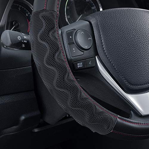 Image of Motor Trend MaxGrip Black Steering Wheel Cover, Standard 15 inch Size, Advanced Breathable Traction Grip, Car Steering Wheel Cover for Truck Van SUV Auto