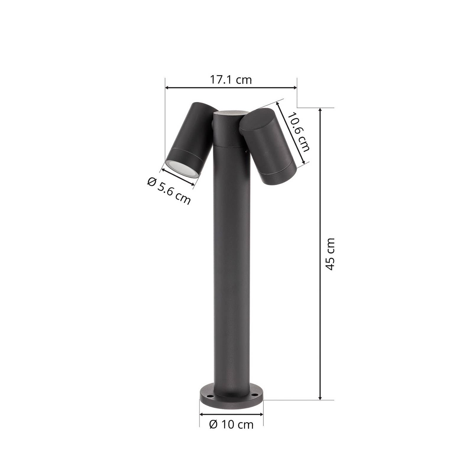 Lámpara para exterior Tulimar (Moderno) en Negro hecho de Aluminio (2 llamas, GU10) iluminación senderos baliza farola
