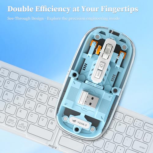 Image of Veout Wireless Bluetooth Mouse, Portable Silent Click Rechargeable Mouse with USB Receiver, 3-Level DPI, Compatible with Laptop, PC, Mac, Tablet, Phone