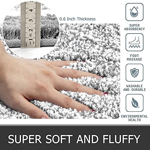 Pauwer Bathroom Rugs Sets 3 Piece Bathroom Shower Rugs With U-Shaped Contour Toilet Mat Absorbent Microfiber Plush Bath Mats Non Slip Bath Rugs Machine Washable Shaggy Bathroom Floor Mats #TOP1