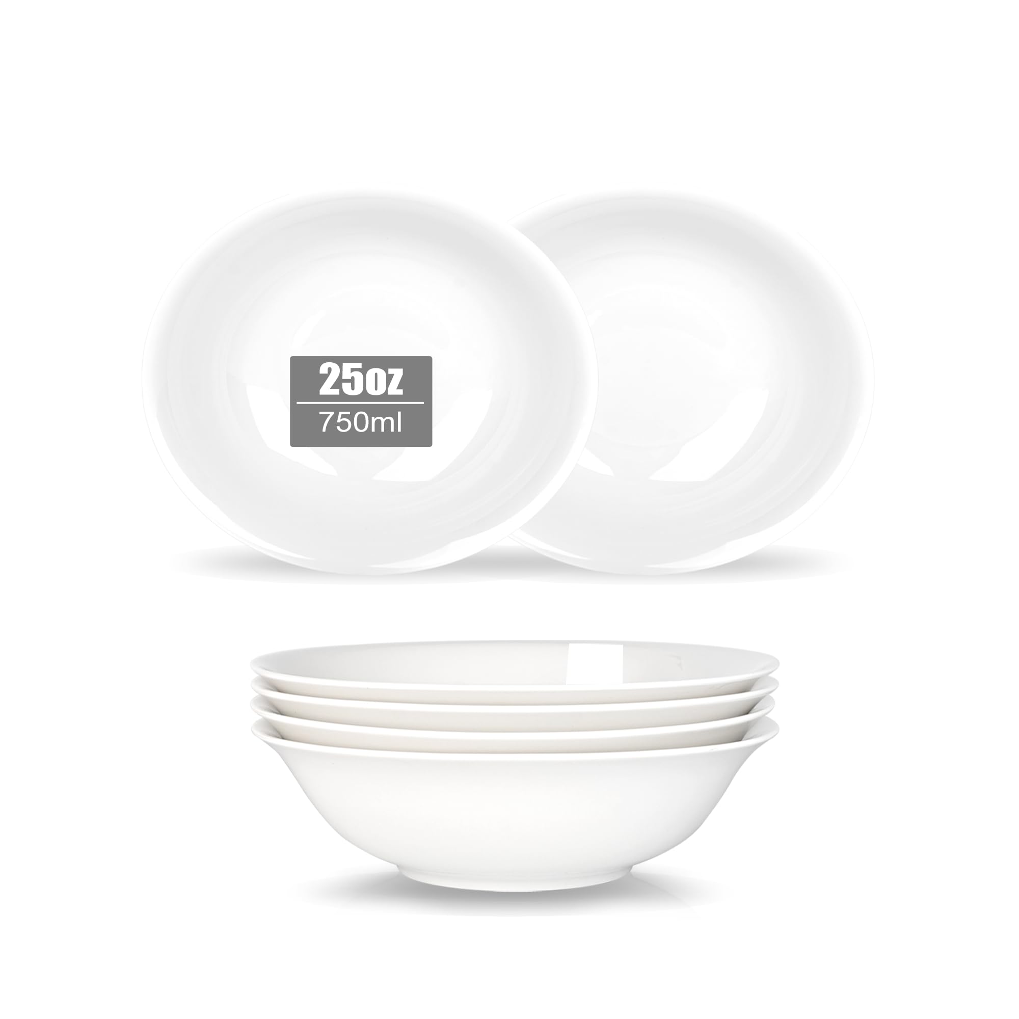Juego de 6 cuencos de porcelana de 30 onzas para cereales, sopa, ensalada, postre, fruta, avena, arroz, ramen, pho, etc. Cuenco de cerámica de 6 pulgadas para cocina, lavavajillas y
