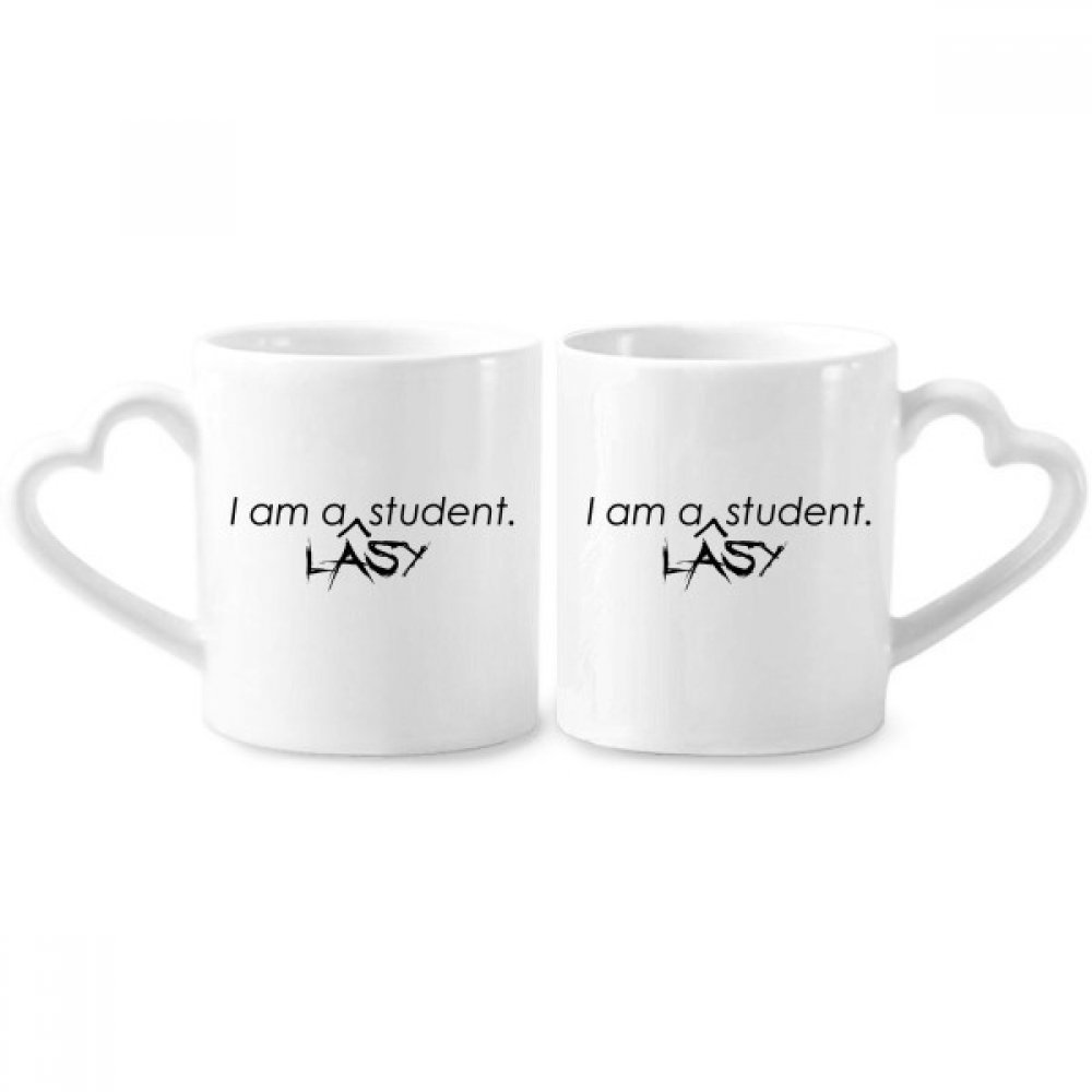 cold master DIY lab Quote I Am A Lasy Student Couple Mugs Ceramic Lover Cups Heart Handle 12oz Gift