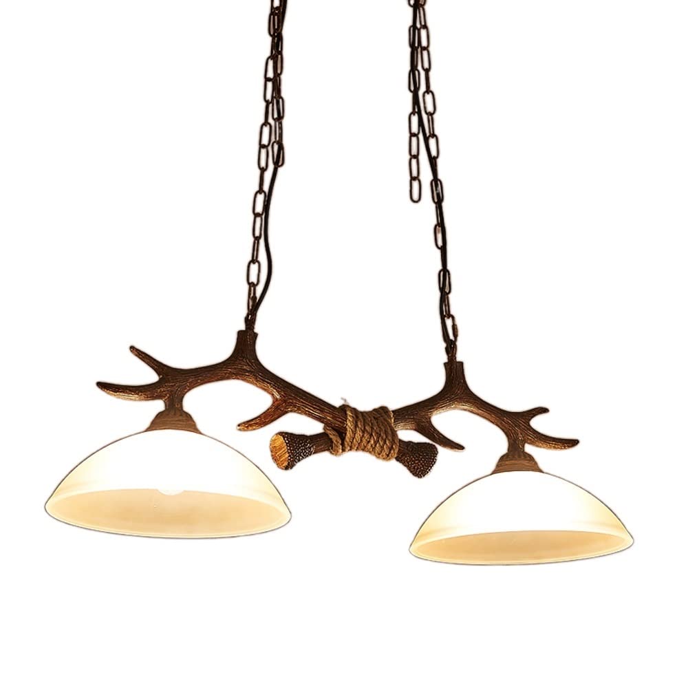 Lustre industriel nordique double tête en verre et résine noire E27
