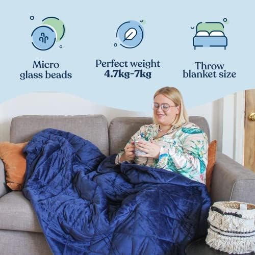 Kudd.ly Weighted Blanket Adult MicroCool Teddy Fleece, children and kids - Calming for Sleep, Heavy Soft Cooling Blanket Single (Blue, Double)