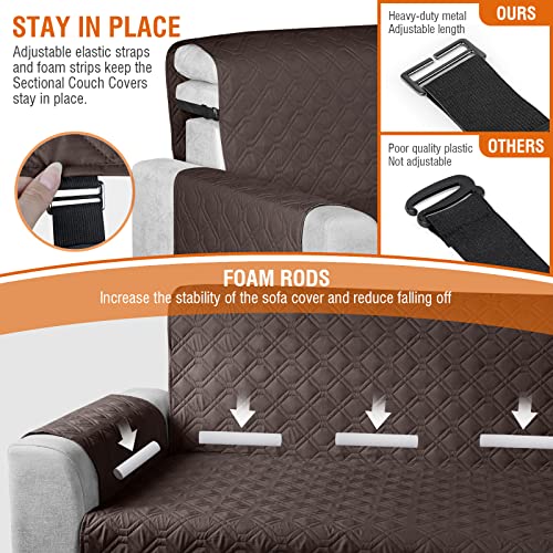 Image of VANSOFY Sectional Couch Covers 100% Waterproof L Shaped Sofa Slipcover 3pcs Reversible Chaise Lounge Cover for Sectional Sofa Furniture Protector Cover for Pets Dog Cat