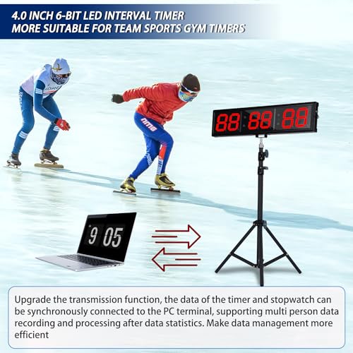 SMAHEAT Fitness Timer with Stopwatch Button, Suitable for School/exam/Home Exercise/Gym/Gym SMAHEAT Electronic Fitness Timer (4.0 inch six bit All red PC Transmission Model) by SMAHEAT - Image 4