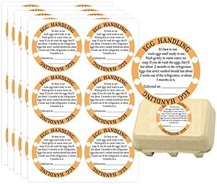 YOUOK Round Farm Fresh Egg Care Stickers Labels, 2.12'' Egg Handling Instructions Labels Egg Collection Date Stickers for Egg Carton,Farmers Market Package.(256 Pcs)