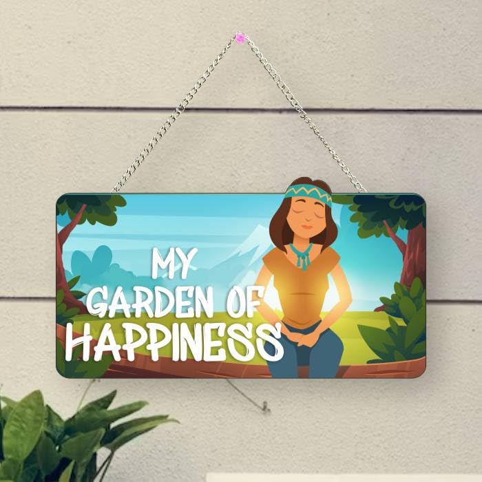 Nupur Studios® "Garden Of Happiness Positive Quote Wall Hanging/Entrance Decor/Home Decor/Office/Gifts/Bedroom/Wall Art for Living Room/Motivational Quotes Decor