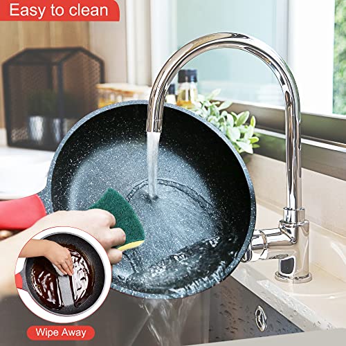 Pots And Pans Set Nonstick, Imarku 16-Piece Granite Nonstick Cookware Sets, Non Stick Cooking Set Induction Pots And Pans, Scratch Resistant, Gifts For Women And Men, Red #TOP5