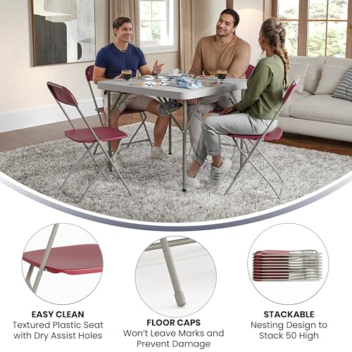 Image of Flash Furniture Hercules Plastic Folding Event Chair, Red, 4-Pack