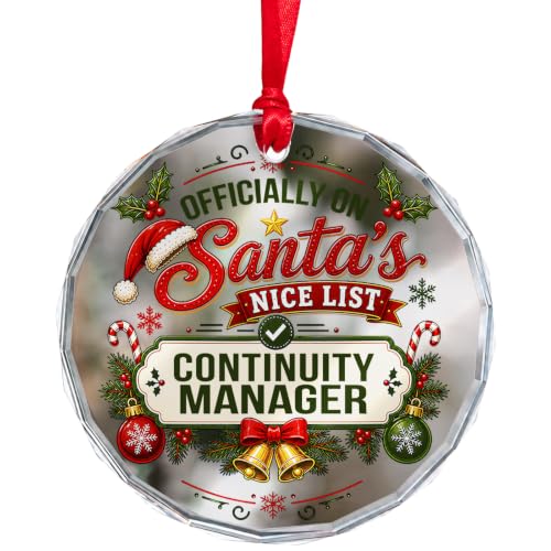 Santa's Nice List Continuity Manager Christmas Glass Circle Ornament