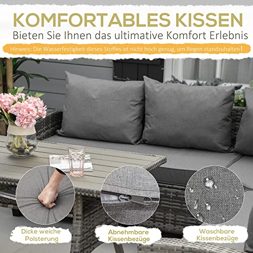 Outsunny 7-TLG. Luxus Polyrattan Gartenmöbel Set Gartengarnitur Garten-Set Sitzgruppe Loungeset Loungemöbel mit… – Bild 6