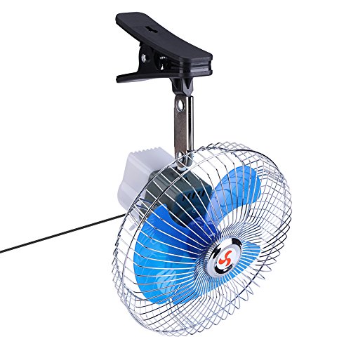 12V 25W Ventilador para automóvil eléctrico Clip Fans Mini Ventilador oscilante Potente silencioso...