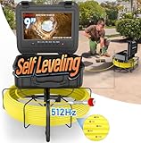 Sewer Camera Self-Leveling, Built-in 512HZ Transmitter, 9'' HD Plumbing Camera with Depth Marking, Zoom, and Adjustable LED Lights, Ideal for Drain, Pipes, Wells, and Industrial Applications