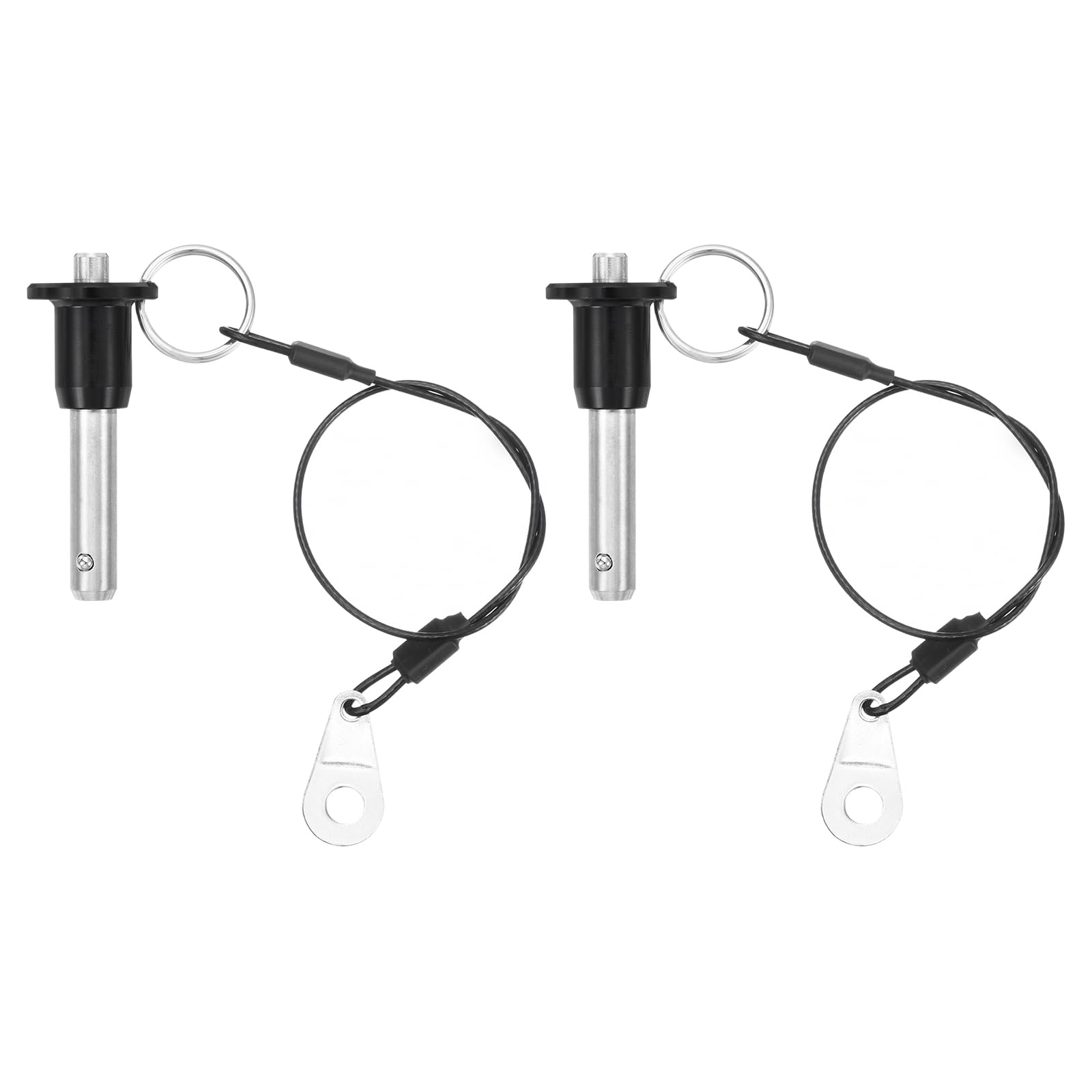 uxcell 2 Pcs Quick Release Pin, 5/16" x 0.8"(Dia. x L) Ball Locking Pin with Push Button 304 Stainless Steel Ring Handle Locking Pin with Wire for