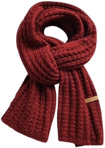 Womens Winter Scarf Cold Weather Thick Warm Cable Knit Wraps Chunky Large Soft Long Scarves For Christmas Red