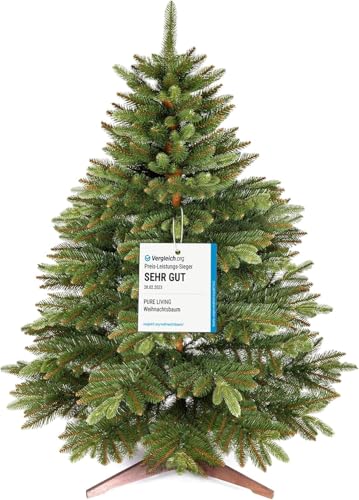 Pure Living - Árbol de Navidad artificial (120 cm, con soporte de madera y bolsa de almacenamiento)