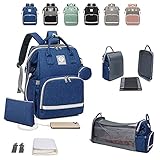 NEENUX Diaper Bag Backpack - 3 in 1 Diaper Bag with Changing Station, Baby Bag Backpack, Travel Bassinet Foldable Baby Bed, Portable Changing Pad, Diaper Bags for Baby Girl and Boy, Mosquito Net