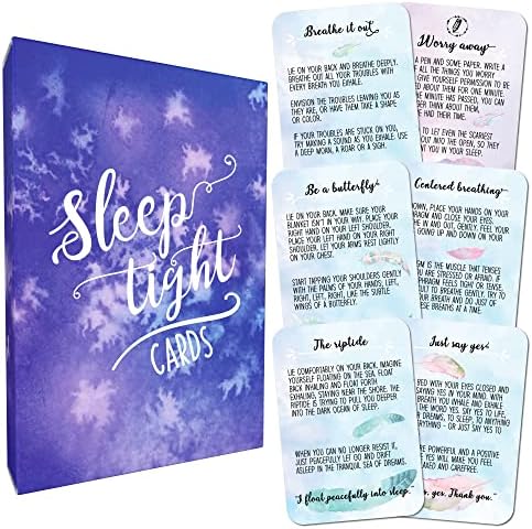 Sunny Present Sleep Tight Cards – 45 Meditation and Mindfulness Cards - Calm Down and Relax & Relief Stress and Anxiety - Self Care, Therapy & Counseling Tool