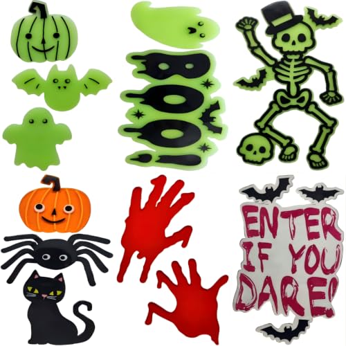 Gift&Fun 6 Sheets alloween Gel Window Clings Kitchen Bar Haunted House Theater Shopping Mall Glass Window Decorations 10in6in