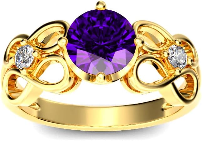 Personalized Birthstone Ring 1-2 Carat Gemstone Engagement Ring for Women Infinity Engraved Name Ring with Natural Diamond (D Color, VVS Clarity)