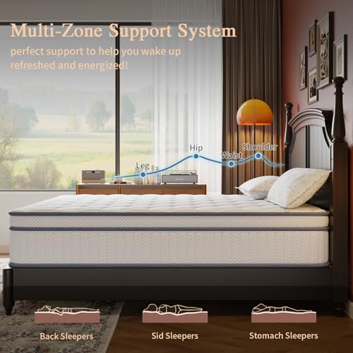 Image of SupremeSleep Full Size Mattress, 14 Inch Full Mattress in a Box, Innerspring Hybrid with Cooling Gel Memory Foam and Individually Wrapped Coils for Pressure Relief & Superior Support, Medium Firm