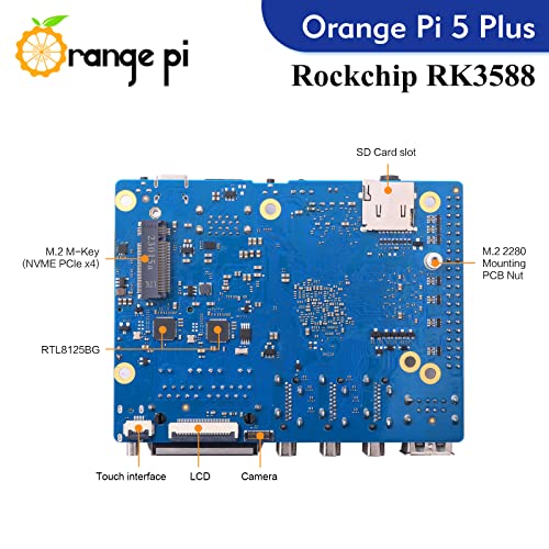 Image of Orange Pi 5 Plus 8GB Rockchip RK3588 8 Core 64 Bit Single Board Computer, 2.4GHz Frequency Open Source Development Board Run Orange Pi OS, Android, Debian, Ubuntu (5 Plus 8G V2.1+5V4A TC Supply