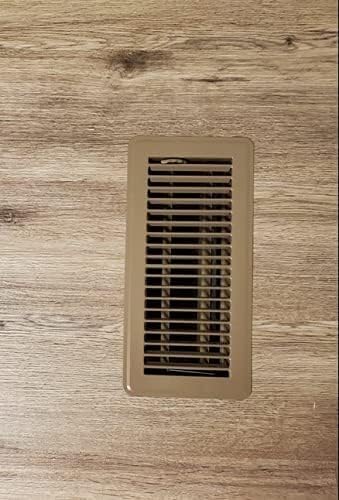 Rocky Mountain Goods 4" x 10" Floor Vents 2 Pack - Heavy Duty Walkable Floor Register - Premium Finish - Easy Adjust air Supply Lever (Brown)