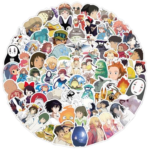 100pcs Hayao Miyazaki Anime Stickers Mixed Pack Lovely Cartoon Characters Decals Cartoon Anime Sticker for Teens Waterproof Stickers for Water Bottle Laptop Luggage Helmet Skateboard Guitar