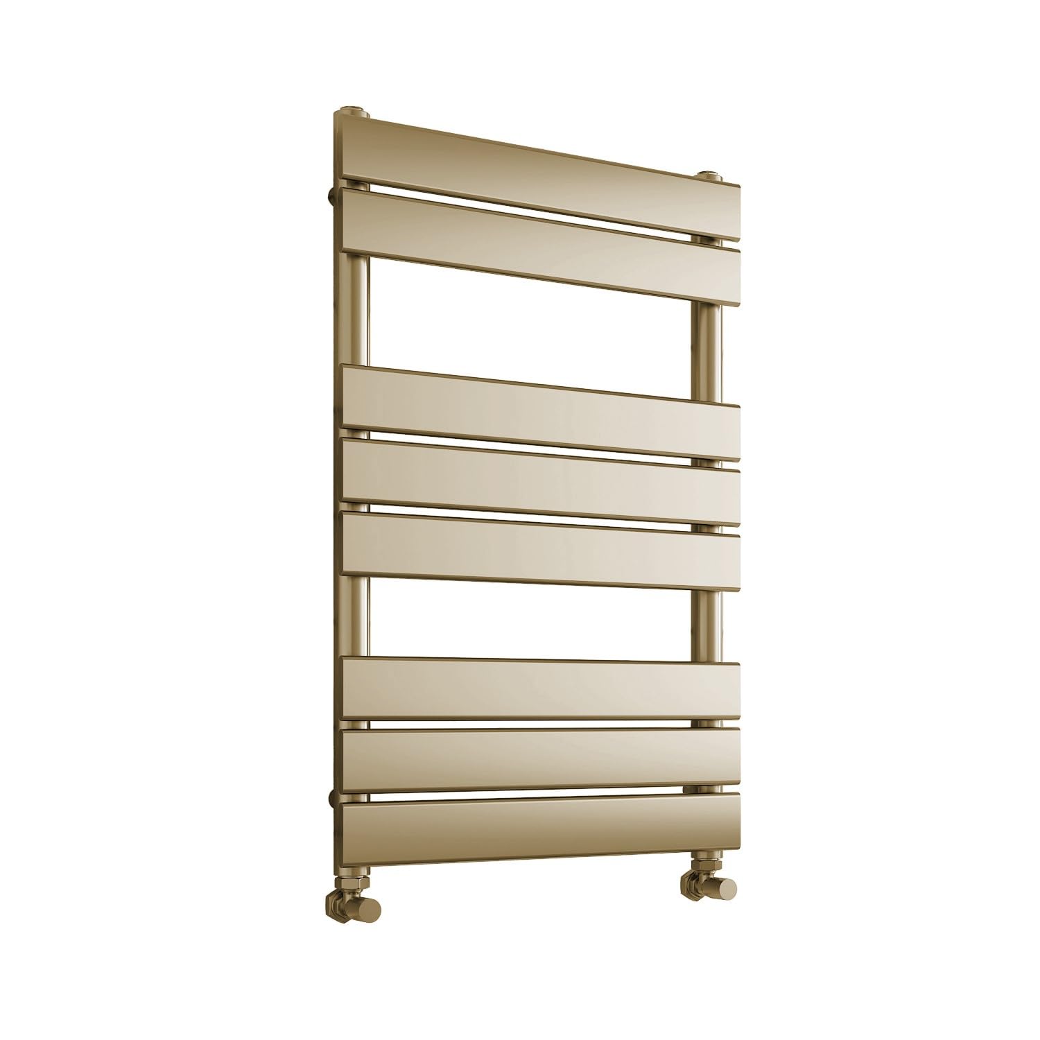 (Brushed Brass, 500Mm W X 800Mm H) Richmond Heated Towel Rail Black / Brushed Brass Flat Panel Bathroom Towel Radiator 615625586343