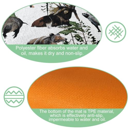 Alfombra absorbente para cocina y pasillo con estampado de bosque salvaje 6