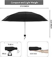 Vista 2 de Mini Travel Umbrella, Small Compact Portable Umbrella for Sun and Rain, Windproof Parasol with 99% UV Protection for Women and Men