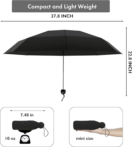 Miniatura 2 de Mini Travel Umbrella, Small Compact Portable Umbrella for Sun and Rain, Windproof Parasol with 99% UV Protection for Women and Men