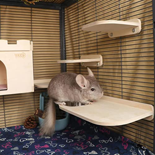 Chinchilla Wooden Platform Set, Chinchilla Cage Platform With Feeding Bowl, Small Animals Cage Accessories For Chinchilla Squirrel Gerbil Suger Glider Hamsters (Feeding Platform + Small Platform) #TOP1