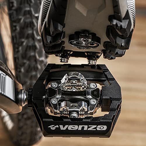 Venzo Click'r Compatible With Shimano Spd Mountain Bike Sealed Pedals With Cleats - Dual Platform Clipless Pedals For Mountain Bike - Easy Clip In & Out #TOP6